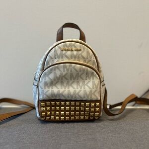 Michael Kors Tan and Gold Studded Backpack